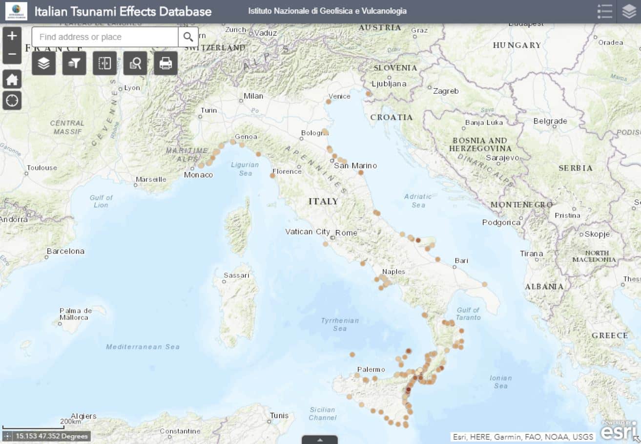 INGV mappa maremoti Italia
