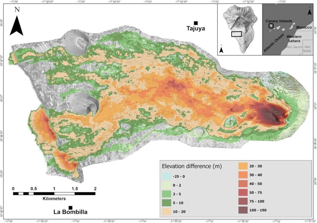 GIS rappresentazione digitale INGV nuova morfologia Vulcano Cumbre Vieja